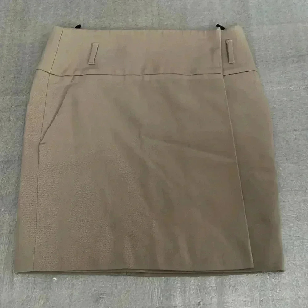 [36/US4]Authentic Gucci  Beige Wool Mini Wrap Skirt